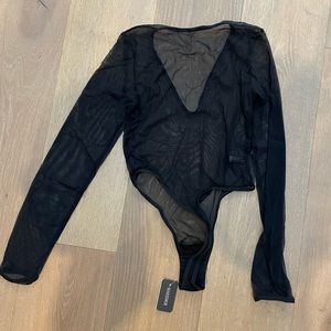 Mariemur black mesh long sleeve super sexy bodysuit NWT never worn size S